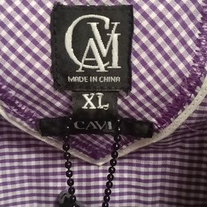 FINAL PRICE NWT CAVI purple/white/black checkered s/s shirt XL